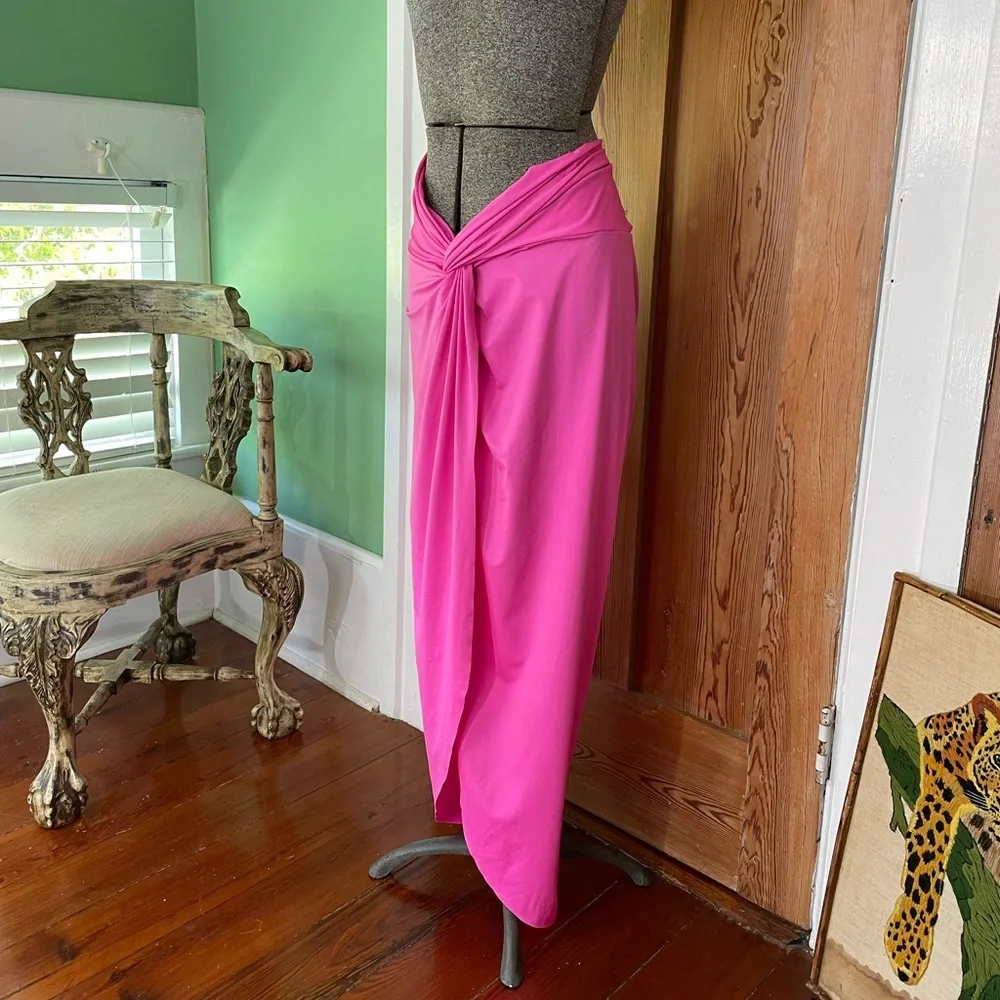 SKIMS Swim Sarong Maxi Skirt Bright Taffy Pink Cover-Up Size 2X💛🎀